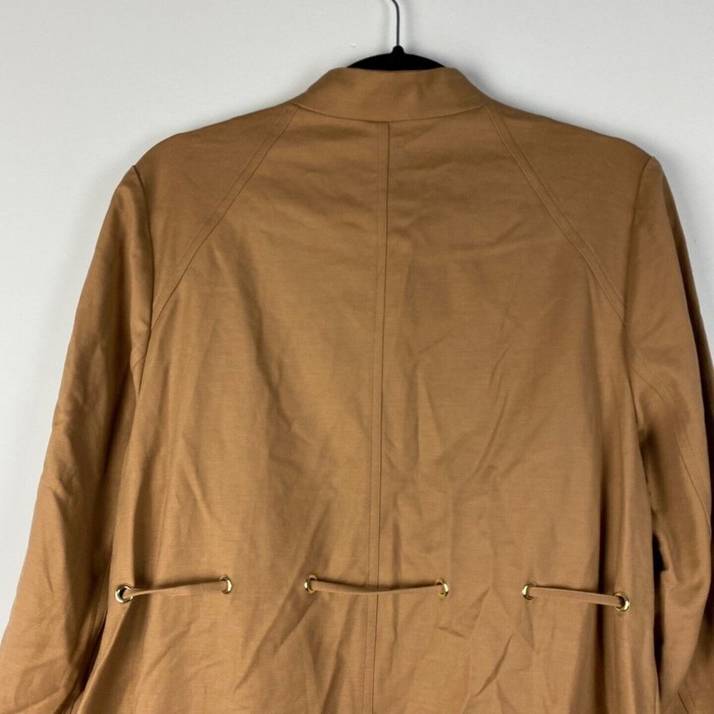 Chicos Drawstring Duster Jacket Womens 2P US PL Brown Sugar Snap Button Pockets - Picture 8 of 10